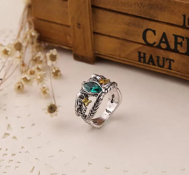 Ringenes Herre Aragorn Mens Ring Gemstone Vintage Retro Hobbit Antik Silver Green Crystal för män och kvinnor Partihandel DHL Gratis