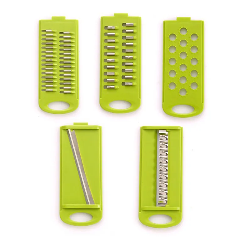 Mandoline peeler grater grönsaker skärare med 5 rostfritt stål blad morot grater lök skiva kök tillbehör verktyg