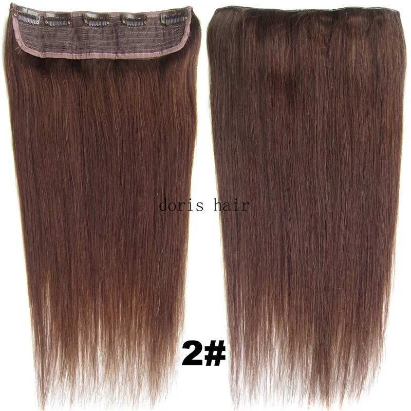 Free DHL Indian Remy Clip in Human Hair Extensions straight 105g with Lace for full head blond black brown color