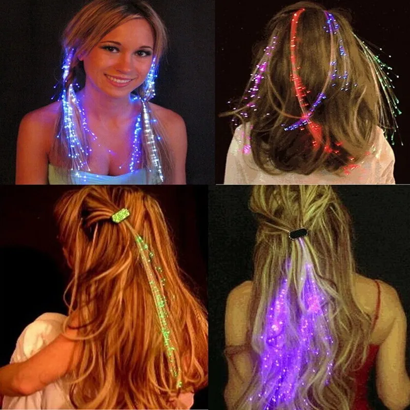 Cheveux LED Flash tresse tresses lumineuses colorées en plastique perruque décoration magnifique fibre tresse lumineuse accessoires cheveux clignotants