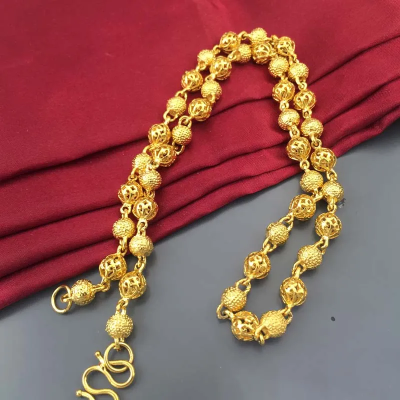 larghezza 7 mm da uomo Collana con perline scavate placcate in oro, catena prepotente il collier di gioielli di bigiotteria del 2016