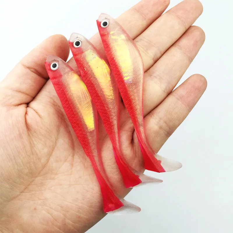 Spedizione gratuita tre colori 8 cm / 5g artificiali richiamo morbido galleggiante richiamo occhi 3d richiamo di pesca in mare