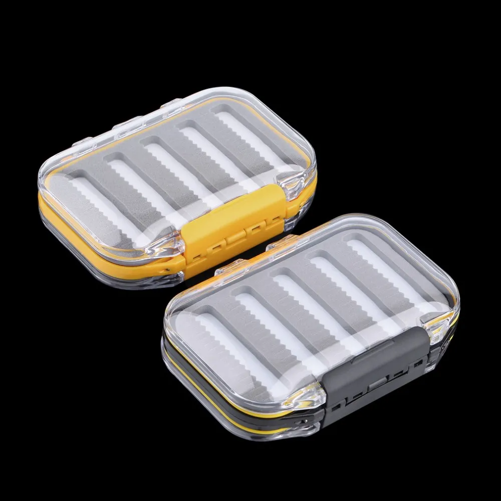 4,3 x 2,75 x1.2 Plast Vattentät Flygfiske Dubbel sida Klart Slit Skum Flygfiske Box Fly Box Tackle Case Box Partihandel