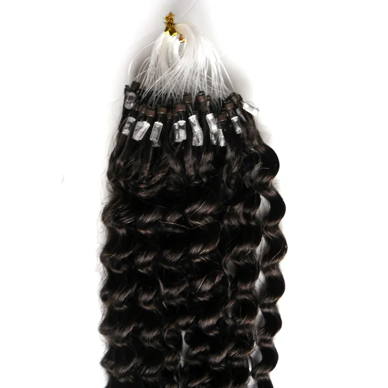 Kinky Curly Micro Loop Ring Perlen Remy Human Hair Extensions Easy Links Brasilianisches Reines Haar Natürliche Farbe 100g