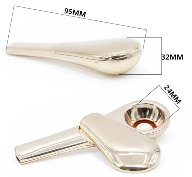 Metal Scoop Shape Rainbow Spoon Smoking Pipe Zinc Alloy 95mm Length 24mm Diameter Tobacco Cigarette Hand Pipes with Gift Box