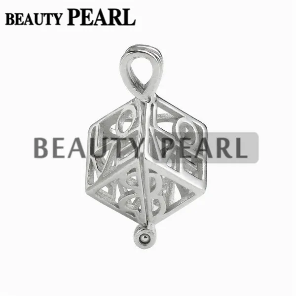 Love Heart Box Locket Cage Pendant Pearl Mountings Wish Pearl 925 Sterling Silver Gift Pendant