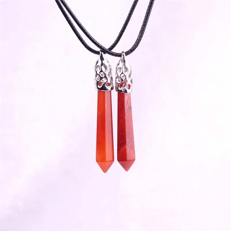 Carnelian Necklace Red Agate Crystal Point Pendant Silver Plated Indian Style Gemstone Men Jewelry Natural Stone Raw Healing Stone Charm