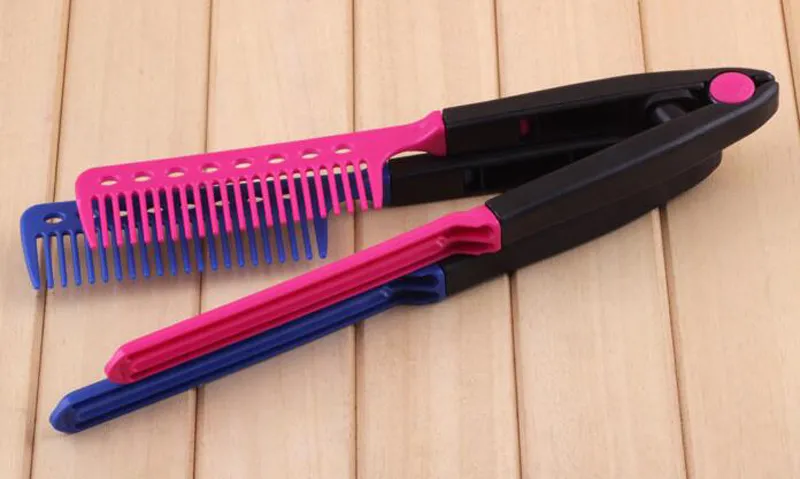 Moda V Tipo Digite Straightener Pente DIY Salão Cabeleireiro Estilo Ferramenta Curls Brush Combs Frete Grátis