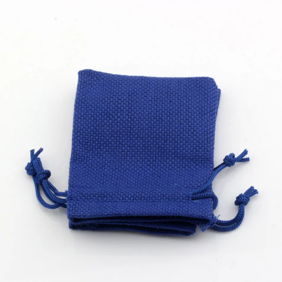 Linen Fabric Drawstring bags Candy Jewelry Gift Pouches Burlap Gift Jute bags 7x9cm / 10x14cm /13x18cm / 15x20cm  blue 