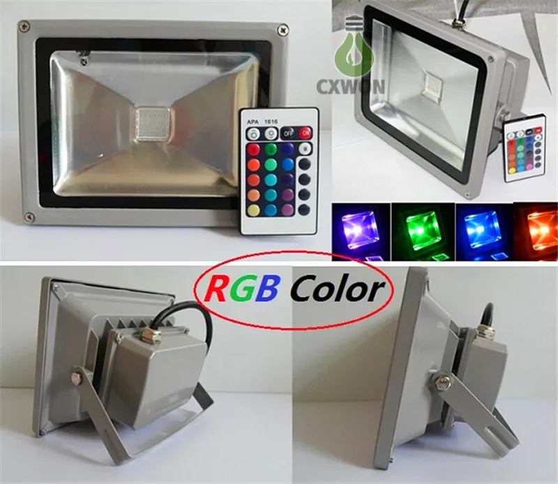 야외 조명 10W 20W 30W 50W RGB LED 투광 조명 방수 LED 홍수 빛 풍경 벽 램프 AC 85-265V 3 년 보증