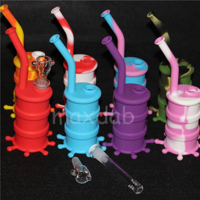 실리콘 왁스 컨테이너 워터 파이프 실리콘 물 담뱃대 Bongs Dab rigs Bubbler 봉 좋은 품질 DHL