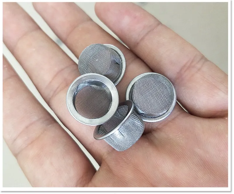 15mm Diametro tondo 7mm Altezza Schermi fumatori all'ingrosso Ciotola a forma di cristallo di quarzo Pipa tabacco Filtri metallici Accessori fumatori