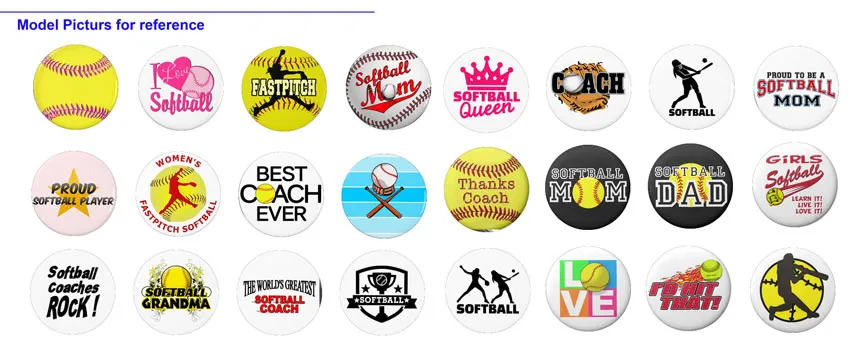 무료 배송 18mm 교환식 버튼 DIY 스포츠 스타일 I love softball 18mm 스냅 쥬얼리 브레이슬릿 링 목걸이 스냅