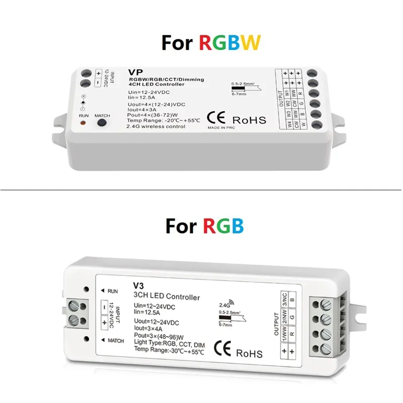 MJJC RGB RGBW LED Tira Controlador RF 12V 24V 2.4G Controlador Remoto RGBW sem Fio 12 Volt 5 Anos Garantia