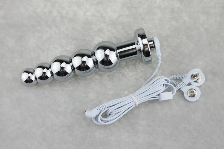 Elektrisk chock butt pärlor leksak anal plug insats rostfritt stål metall pläterad sexig stoppmassage anal leksaker kvinnliga manliga sexleksaker