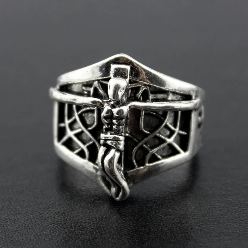 Hot koop Gothic Skull Gesneden Big Biker Ringen heren Anti-Zilver Retro Punk Ringen Voor heren mode-sieraden in Bulk groothandel