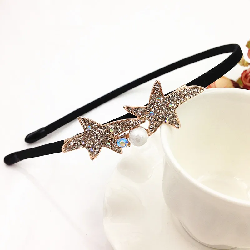 Peal-Stirnbänder Großhandel glänzende süße Krone Strass Silber Kopfband Stern-Bowknot-Kopfschmuck Kristall-Haar-Accessoires Haarbänder kostenlos DHL
