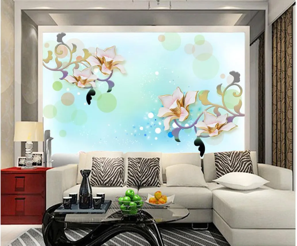 Магнолия цветок высокого класса теплый сон гостиная телевизор настенная роспись 3d обои 3D обои для рабочего стола для ТВ фон