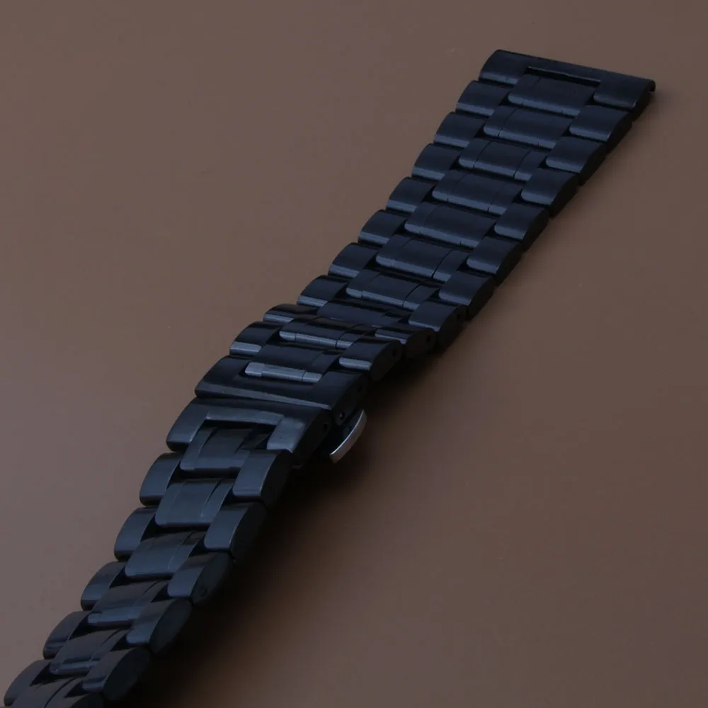 Braccialette orologio di alta qualità Bracciale Watchband 22mm 24mm 26mm 28mm 30mm Banda di orologio in acciaio inossidabile nero Nuovo cinghie di orologi Filla a farfalla 7251140