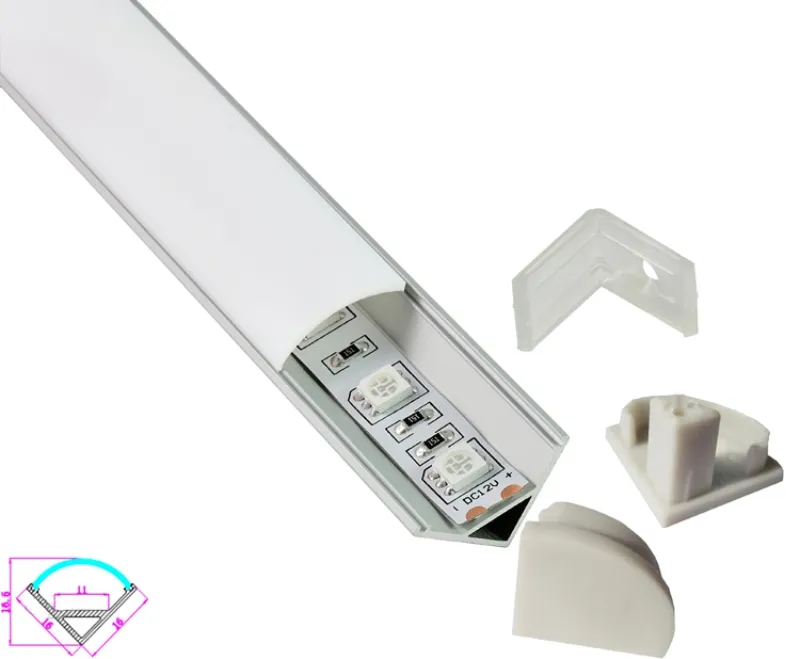 500 X 2M setsL shape led strip aluminium profile V type aluminum led channel extrusion for cabinet led lights