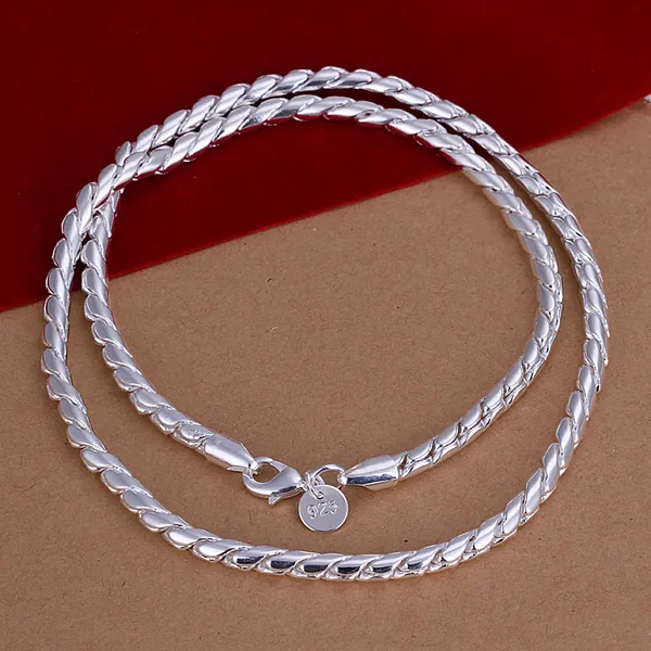 S068 Top quality 925 sterling silver twisted rope chain necklace & bracelet sets fashion jewelry birthday gift for men low pri