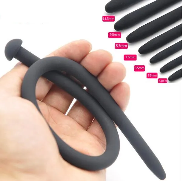 Male Mushroom Head Black Silicone Urethral Sounding Stretching Dilators Penis Plug Stimulate Adult BDSM Product Sex Toy A3071459349