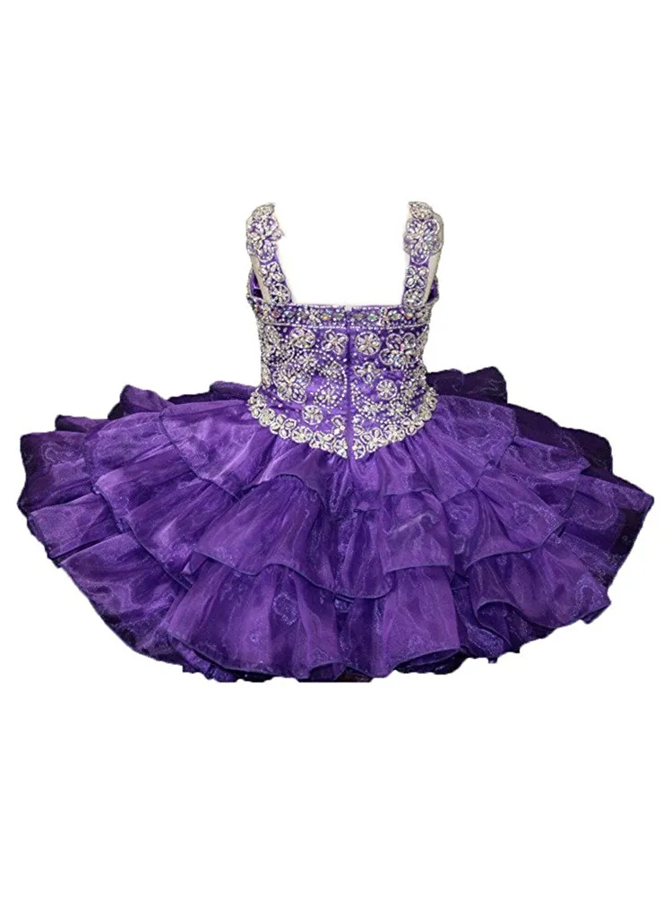 Baby Girls Custom Made Pageant Cupcake Dresses Infant Special Occasion Skirts Toddler Tutu Birthday Prom Party Short Starps Pageant Gowns