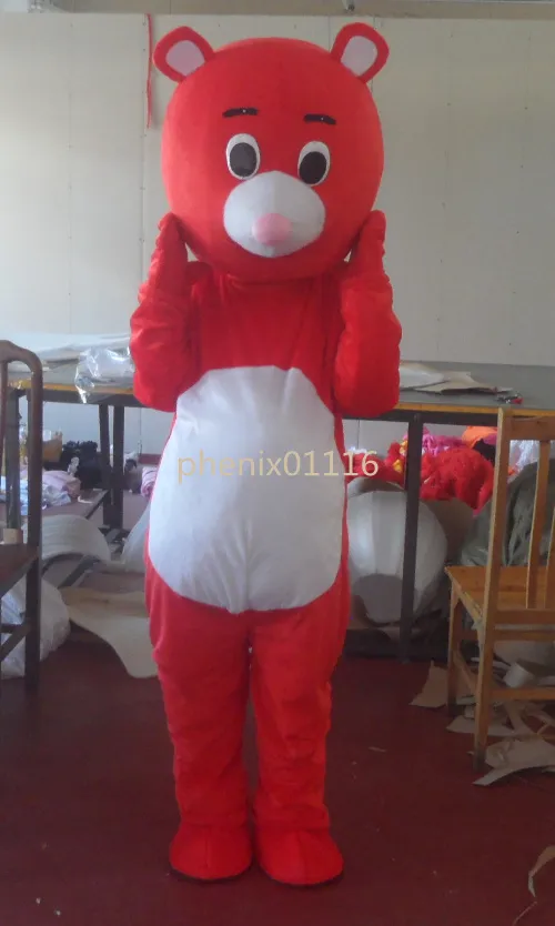 Verano oso rojo encantador personaje de dibujos animados disfraz de mascota tamaño adulto elegante Película caliente Verano oso rojo encantador personaje de dibujos animados disfraz de mascota tamaño adulto elegante Película caliente