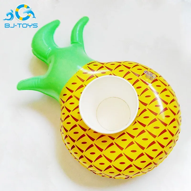 Porte-gobelets gonflables en pvc Sous-verres Charge de gaz Flotteurs Tubes Ananas Pastèque Citron Boisson Porte-gobelet Piscine Barre flottante Coaster 2bj