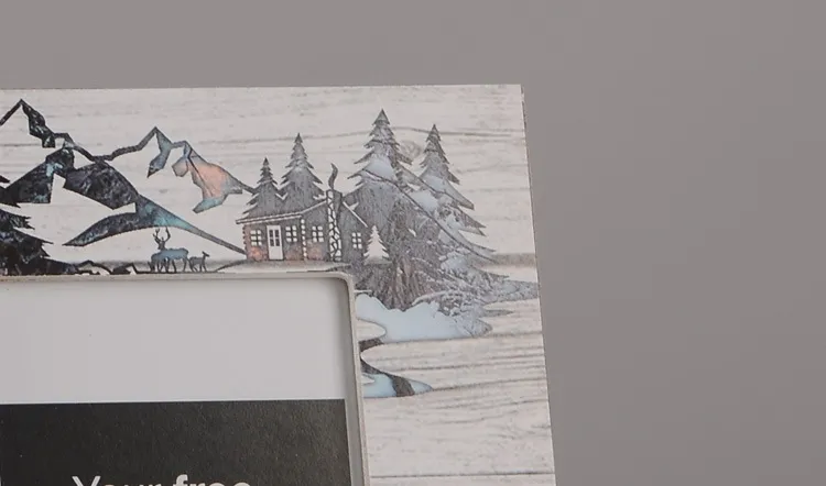 松の木製の絵のフレームフォトフレームギフトクマとそれのホームタブレーションウッド画像フレームホーム減衰創造的装飾9.29x7.32 ''