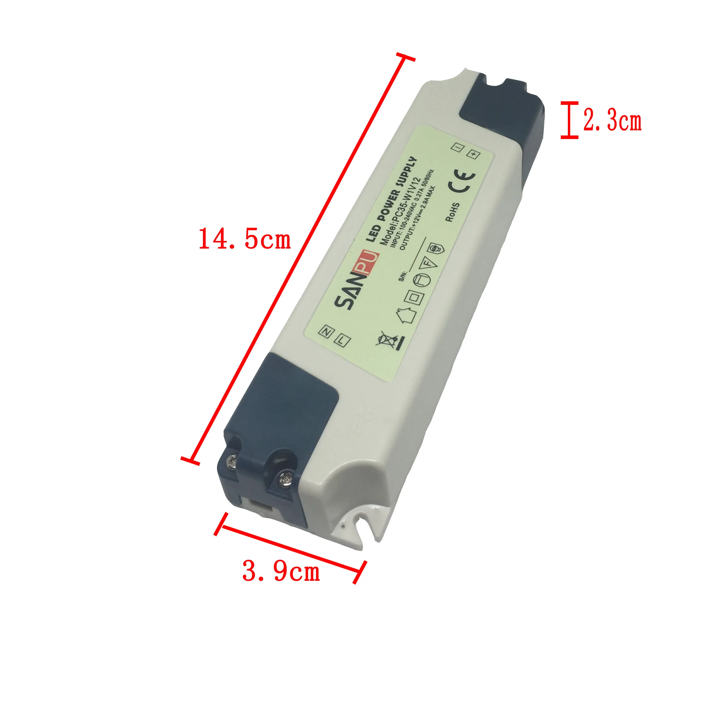 SANPU LED alimentation 12V 35W tension constante sortie unique utilisation intérieure IP44 coque en plastique petite taille PC35-W1V12