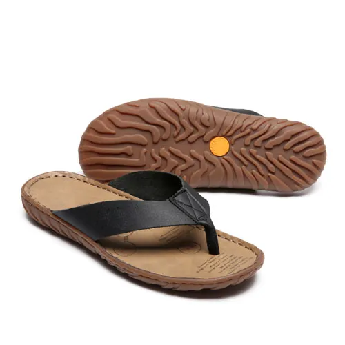 Latest men leather flip flops various venues slippers good reputation cheap good slippers top quality cow leather cost prices sale