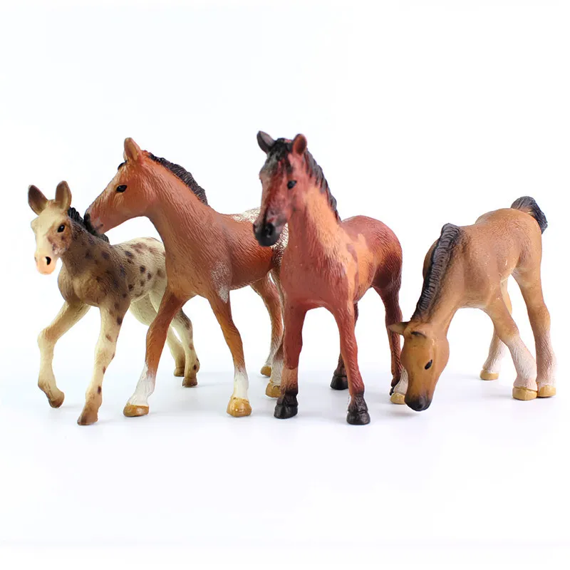 4 estilo figura caballo sólida pvc juguetes Mini imitación de animales juguetes modelo 4.5-12cm para regalos del día de hildren