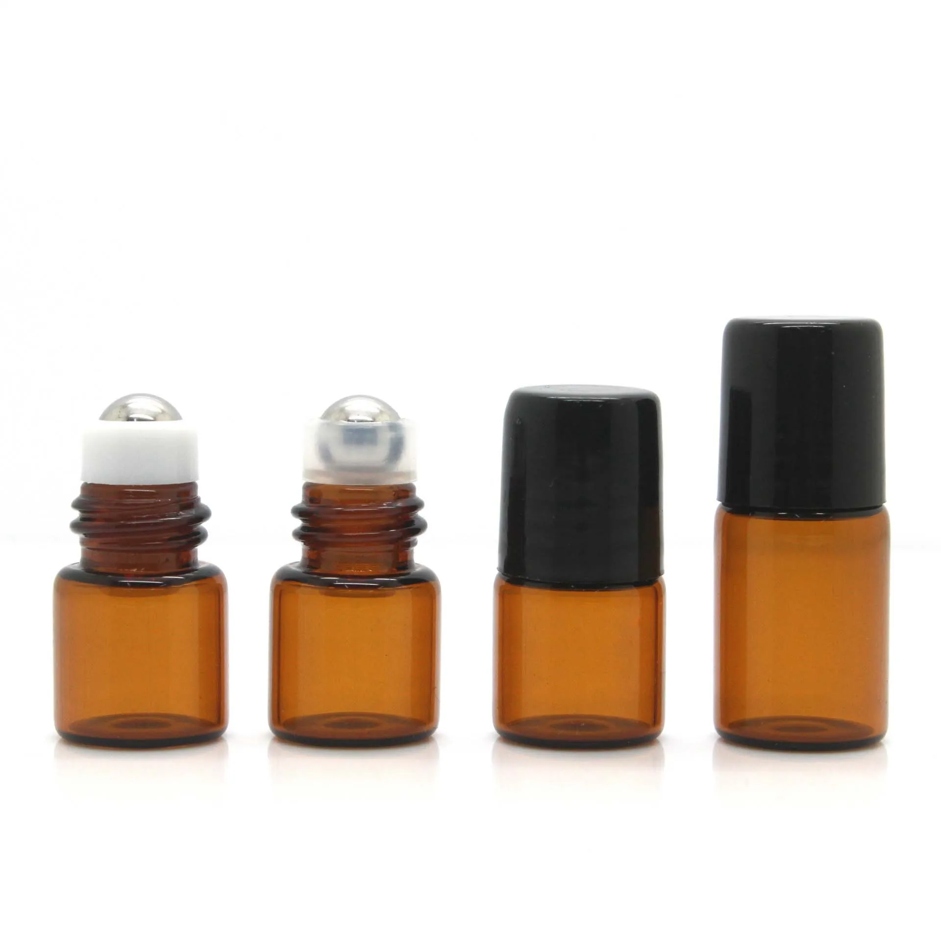 1ML 2ML Roll-On Empty Glass Bottle Clear Brown Color Rollon Metal Roller Ball Bottle Essential Oil Liquid fragrance