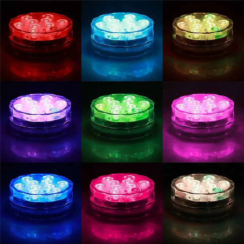 LEDの防水水中ライト10-LED RGB高輝度の装飾ランプの水中色の変化ライトがリモートコントロール付きの電池