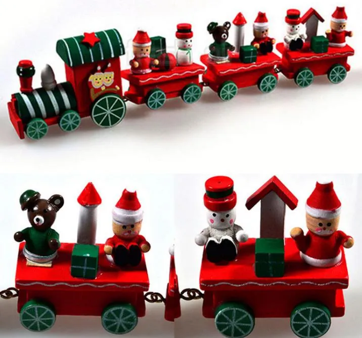 Trenino Natalizio In Legno Marrone - Decorazione Natalizia Per Tavolo, Mini Treno Addobbi 25x3,5x5,5 Cm, Fai Da Te Allestimento Natale