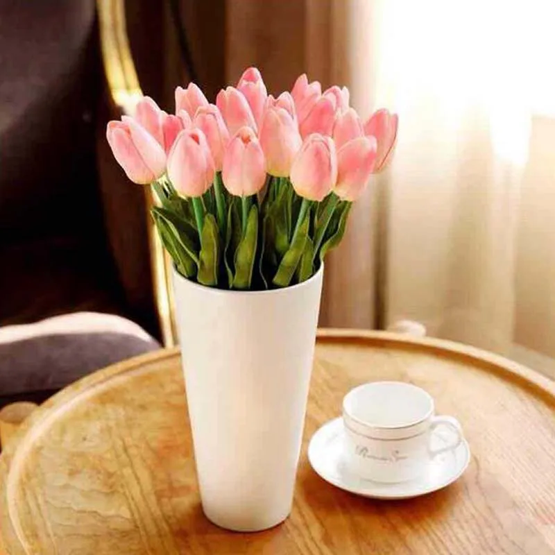 Vase décoration livraison gratuite 21 piècesmini tulipe vraie touche mariage fleur artificielle fleur en soie décoration de la maison