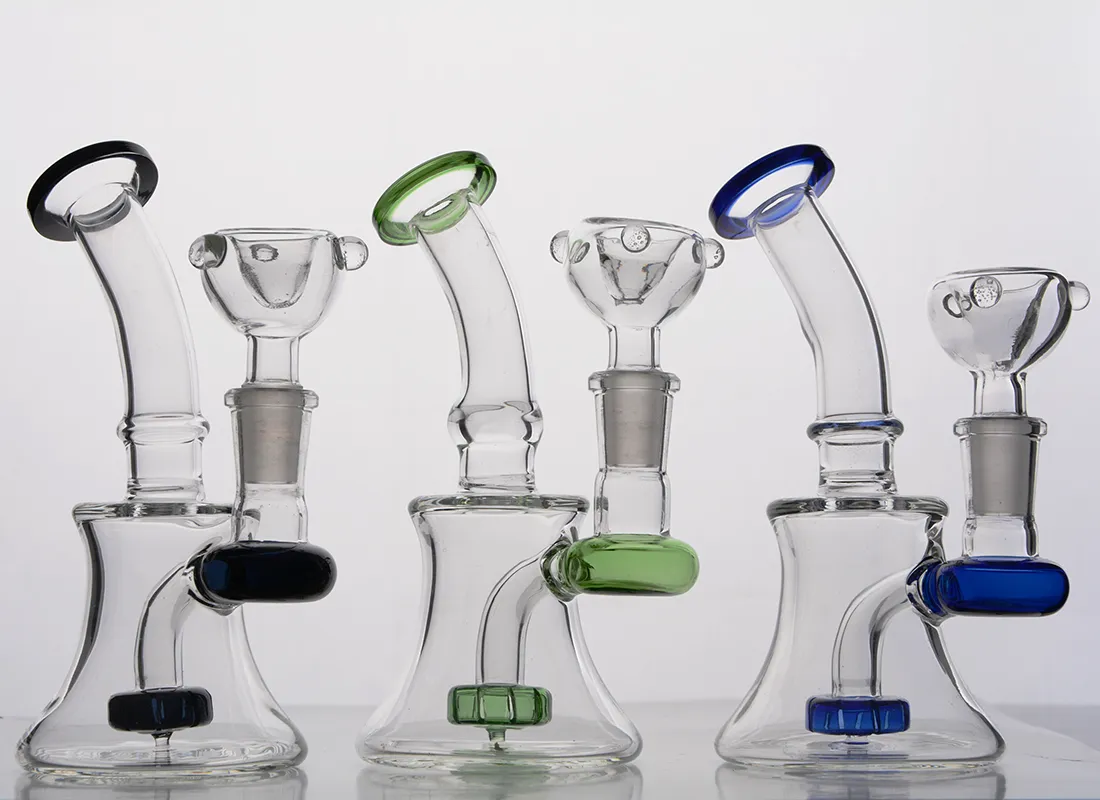 Bunte Glasbongs Stereo Matrix Perc Bong Schwarz Recycler Becher Vogelkäfig Bent Neck Shisha 14mm Joint Kostenloser Versand