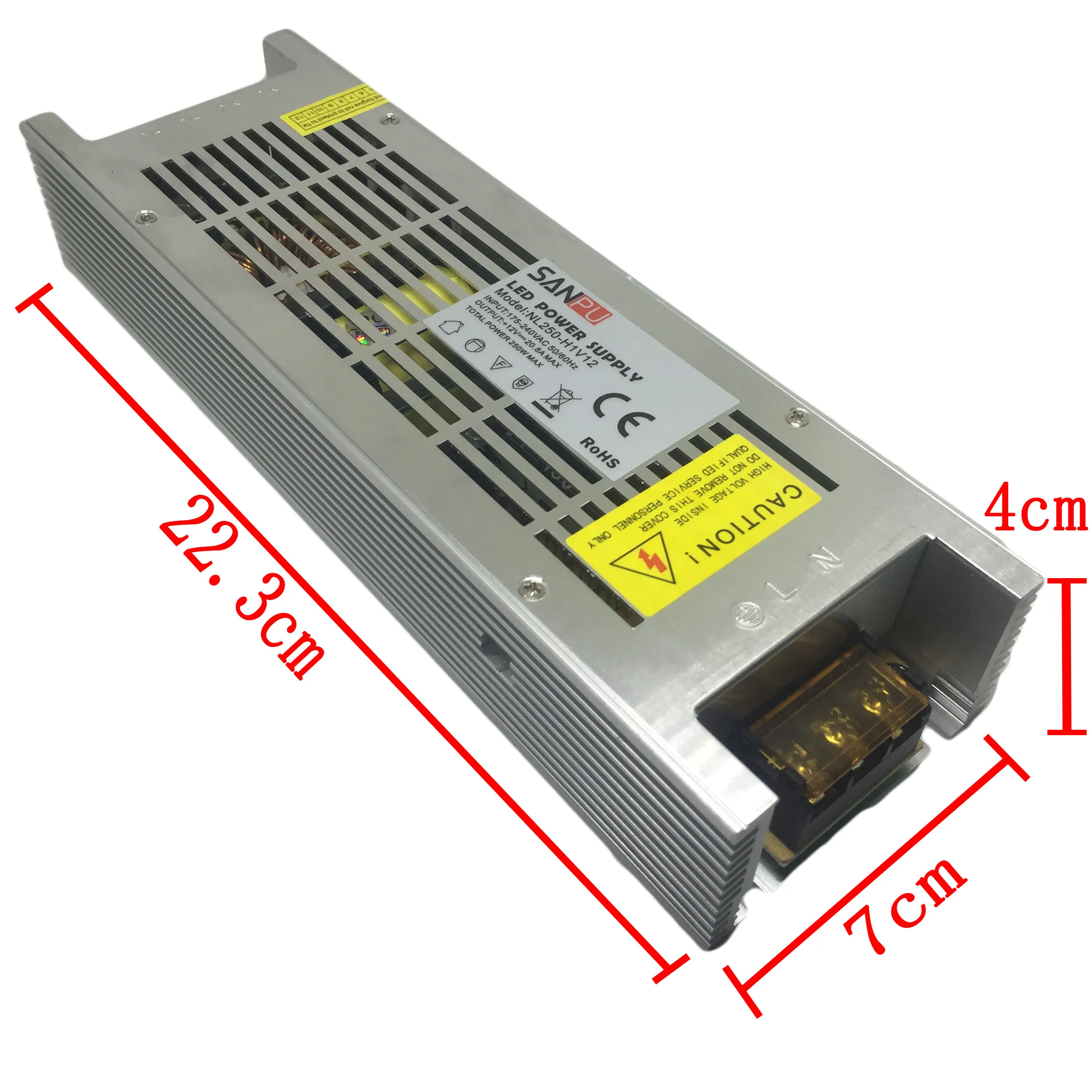 SANPU 250W DC12V/DC24V Switch Power Supply AC to DC LED Lighting Transformer NL250-W1V12 Ultra Thin Aluminum Shell 20.8A MAX Driver