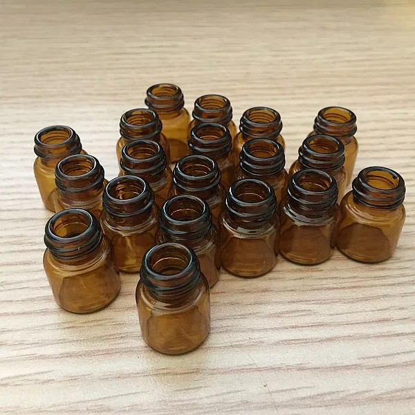 1ml 1/4 Dram Mini flacone di vetro ambrato 1 cc Fiala campione ambra Piccola bottiglia di olio essenziale Viaggi Mus