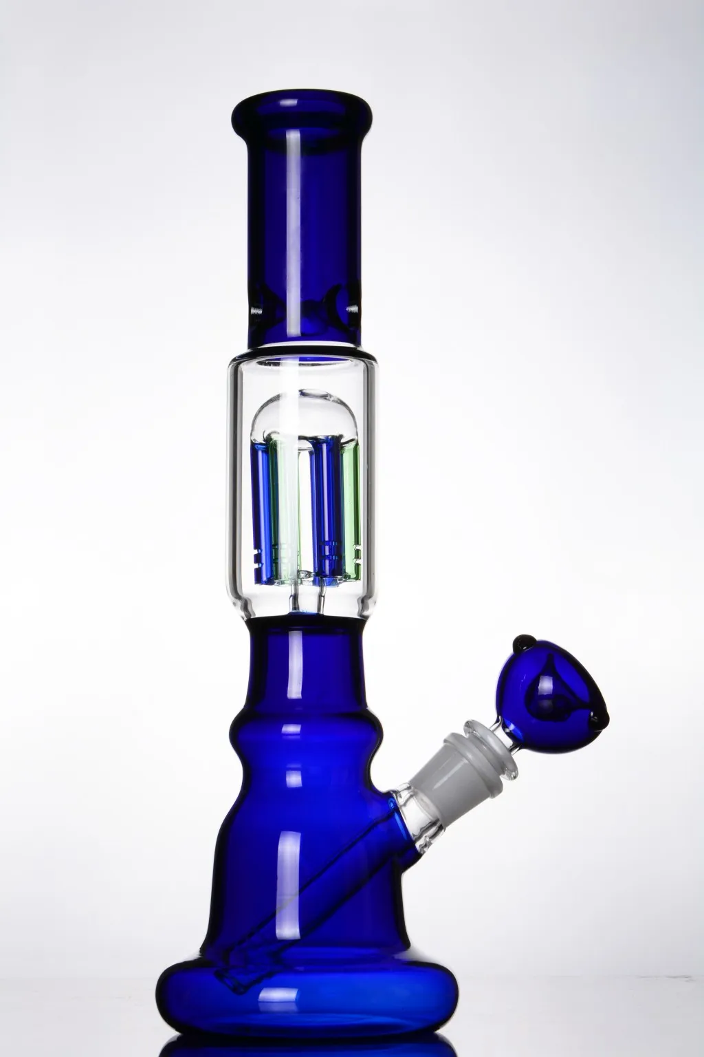 12 inches blue green clear Beaker straight Tube with colorful Arm Tree Perc glass bongs water pipe diffuse downstem with 14 mm joint Hookahs