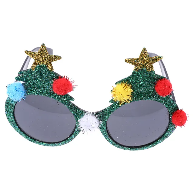 Regalo di decorazioni di Natale feste in maschera in stile albero di Natale con occhiali da sole glitterati di Natale 12 pezzi / lotto