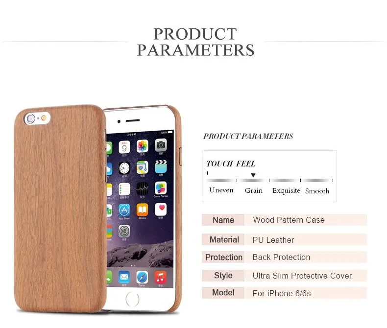 Mobile Phone Case For iPhone6 6S 4.7'' For iPhone 6 Plus/6S Plus Fashion Retro Wooden Pattern Soft Leather Cover 