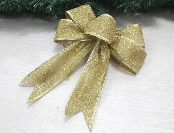 Glitter Bow Christmas Tree Decoration Gift Box DIY Decor For New Year