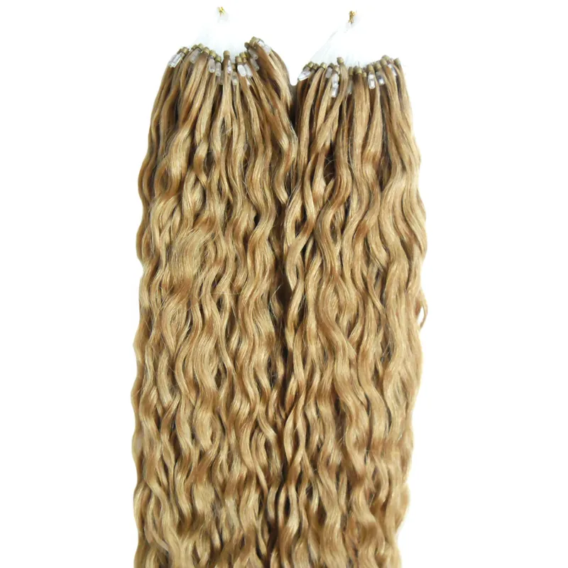 Brazylijskie dziewicze włosy miód blond kręcone mikro koraliki przedłużenia włosów 200G mikro pierścień ludzkie włosy przedłużenia 1GS 200S Micro Loop 1G 1786819