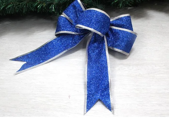 Large Glitter Bow Christmas Tree Decoration Present Gift Box DIY Decor New Year Wedding XMAS Ornaments Wreath Garland Bows6896859