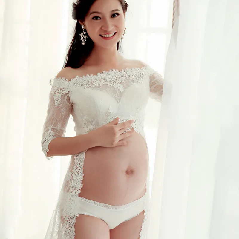 Maternity Photography Props Maternity Lace Gown White Dresses Sexy Pregnancy Clothes Long Dress For Pregnancy Woman