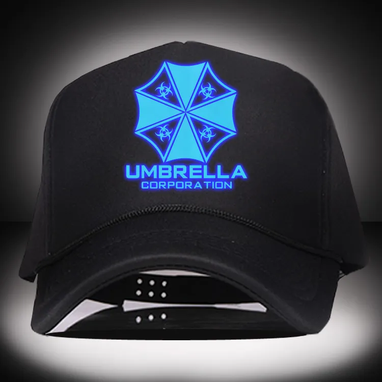 Resident Evil Umbrella Logo Trucker Gorras de béisbol Biohazard Umbrella Corporation Ajustable Snapback Luminous Hat Cosplay