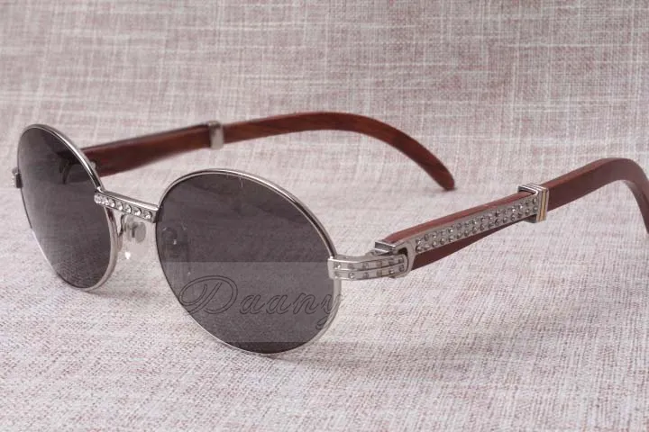 2019 New Diamond Round Sunglasses 7550178 Wood male sunglasses Size: 55-22-135mm