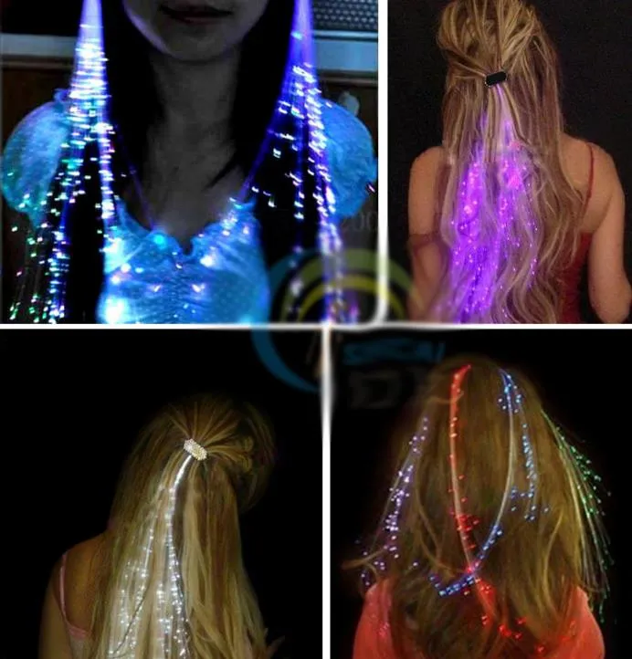 LED Color Flash Braid Light Up Fibra Trecce Estensione dei capelli Disco Night Club Concert Dancing Party Atmosfera rock oggetti di scena FAVORS